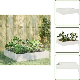 vidaXL The Living Store Fioriera Rialzata da Giardino Bianca 100x100x33,5 cm in Acciaio - Fioriera rialzata