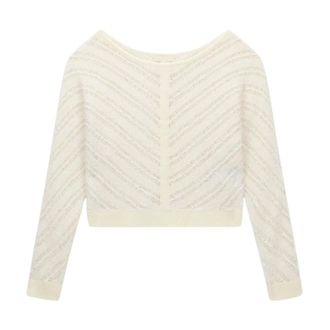 Guess Cecilia Sequin Chevron Top - Dames - Truien - Wit - Maat: M Wol