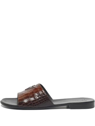 Giuseppe Zanotti embossed leather sandals - men - Calf Leather/Calf Leather/Calf Leather - 42 - Brown
