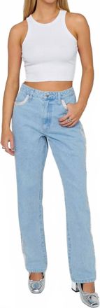 Show me your Mumu Icon Straight Leg Jeans In Indigo Rhinestone Trim