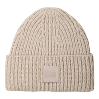 UGG Chunky Rib Beanie - unisex - Accessoires - Beige - Maat: ONE Size Wol