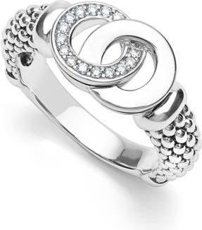 Lagos Signature Caviar Interlocking Diamond Ring in Silver at Nordstrom, Size 7