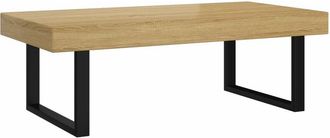 vidaXL Mesa de centro mdf y hierro marrón claro y negro 120x60x40 cm Vidaxl