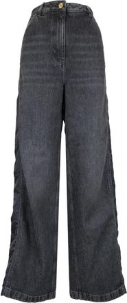 Elisabetta Franchi Wide Leg Jeans met Zijzakken - Dames - Loose Fit Jeans - Grijs - W28 - Katoen - Jeans