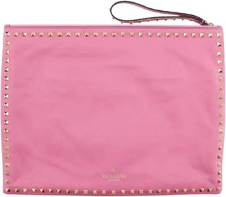 Valentino Pre-owned Rockstud Leren Clutch - Dames - Vintage Clutch - Roze - ONE Size - Leer - Vintage