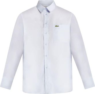 Lacoste logo-appliqué cotton shirt - women - Cotton - 36 - Blue