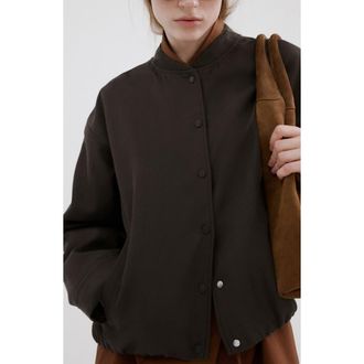 Mango Oversize Bomber Jacket in Purple at Nordstrom, Size Xx-Large