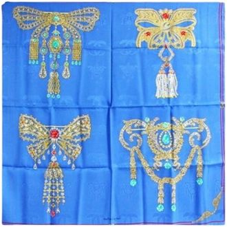 Cartier Pre-owned Scarves, female, Blue, Size: ONE SIZE Pre-owned Vintage Silk Scarf
