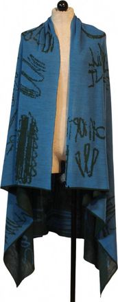 Moyuru Womens Reversible Abstract Print Stole Wrap In Green/aqua