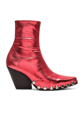 Jeffrey Campbell Womens Walton St Booties In Red Metallic Silver