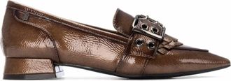 Carmela Womens Leather Pointed Toe Loafers In Taupe