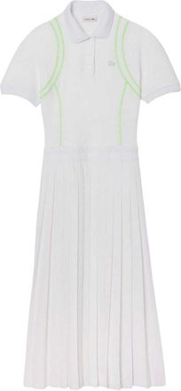 Lacoste Dames Pliss&eacute; Polo Jurk (Wit)