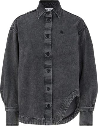 The Attico Black Solid Shirt Collar Jacket