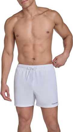 Calvin Klein Logo Piping Swim Trunks in White at Nordstrom Rack, Size Xx-Large