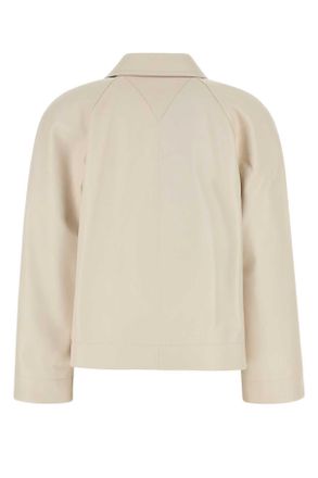 Bottega Veneta Womens Leather Jacket Beige Lamb