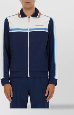 Casablanca ribbed collar striped jacket with side pockets