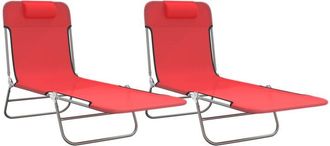 vidaXL Tumbonas Plegables 2 Uds Acero Y Textilene Rojo Vidaxl