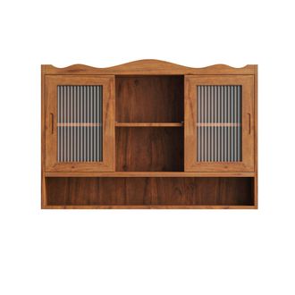 STILVORA Pensile Con 2 Ante Scorrevoli E 3 Ripiani Rimovibili, Stile Retr&ograve;, In Legno Massello E Vetro, 90&times;20&times;60 Cm, Marrone