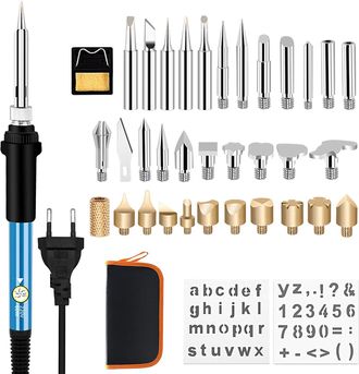 OEM Kit Para Quemar Madera Con Soldador, Juego De 37 Piezas, 60 W, Para Pasatiempos Creativos De Adultos, Grabador Para Troncos De Madera, Corcho, Cuero, 