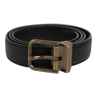 Dolce & Gabbana Accessoires, Heren, Zwart, ONE Size, Leer, Klassieke Leren Riem