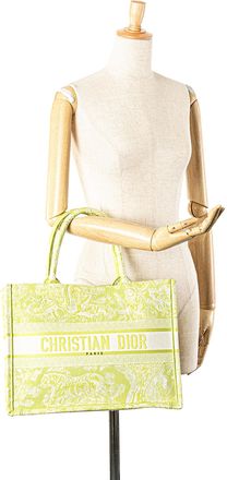 Dior Pre-owned Womens Book Tote Oblique Jungle - Yellow Textile - One Size