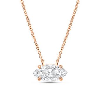 Diana M. Jewels 14kt rose gold lab grown marquise east west diamond pendant weighing 2.00 ct in a prong setting