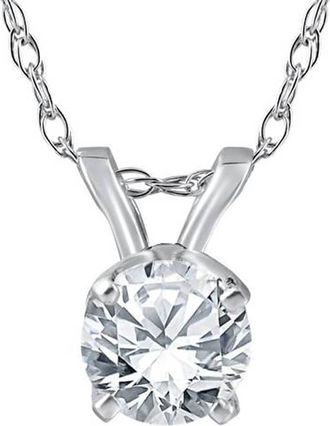 Pompeii3 3/8 Ct Solitaire Natural Diamond Pendant Necklace 18 14K White Gold