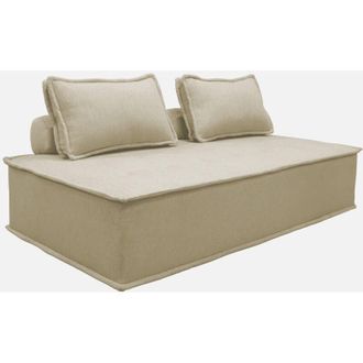 Sweeek Sweeek - Sof&aacute; Modular En Tela Lisa, 2 Plazas, Dao, Beige, 180x90x78 Cm