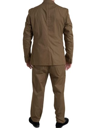 Dolce & Gabbana Mens Brown 2 Piece Single Breasted Taormina Suit Cotton Silk
