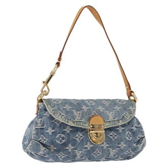 Louis Vuitton Pleaty Handbag Denim Blue Denim_Jeans Handbag (Pre-Owned)