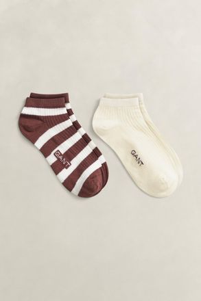 GANT Women 2-Pack Striped & Solid Ankle Socks (39-41) FRESH SOIL