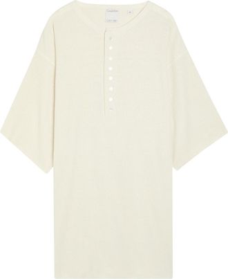 Calvin Klein Round-neck Ribbed-knit Silk top - White - XL