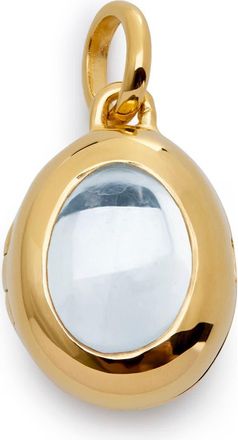 Monica Vinader Birthstone Locket Pendant in 18Ct Gold /Rock Crystal at Nordstrom