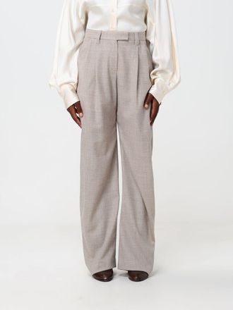 Brunello Cucinelli High-Waisted Pleated Wool Wide-Leg Trousers with Monili
