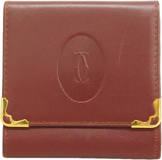 Cartier Bordeaux Leather Coin Purse/Coin Case (Pre-Owned)