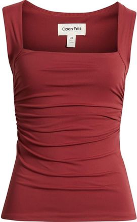 Open Edit Ruched Square Neck Tank in Red Ruby at Nordstrom, Size Xx-Small