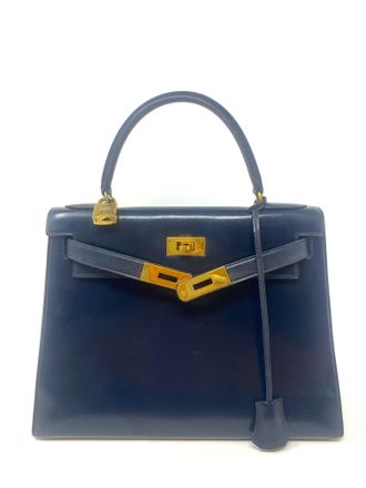 Herm&egrave;s Midnight Blue Box Leather Kelly 28