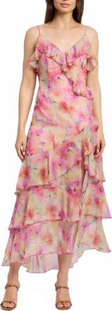 En Saison Amari Ruffle Chiffon Maxi Dress In Floral