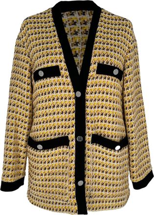 Maje Tweed Pattern Blazer in Yellow Polyester