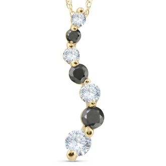 Pompeii3 1/2ct Black & White Diamond Journey Pendant Yellow Gold