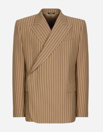 Dolce & Gabbana Double-breasted Pinstripe Sicilia-fit Jacket - Man Suits And Blazers Multi-colored 46