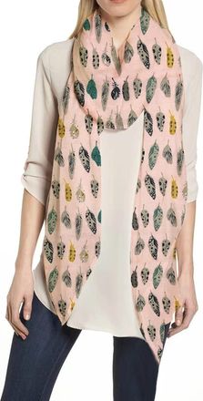 Lina & Lily Feathers Print Womens Scarf Shawl Wrap Lightweight (Peach)