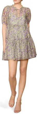 Melloday Print Voile Babydoll Dress in Sage Lilac at Nordstrom Rack, Size X-Large