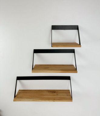 ANDAS Wandregal »Lemberg« aus Metall mit Ablagefläche aus massiver Eiche