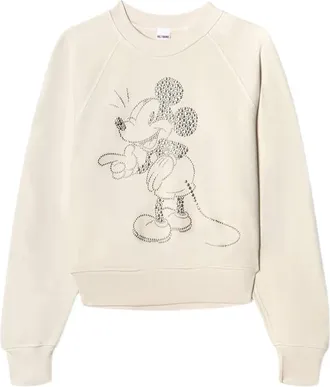 Re/Done Classic Mickey Embellished Raglan-sleeve Sweater