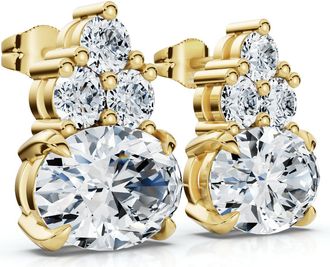 Pompeii3 Certified 5Ct Oval Diamond Studs 14k Gold Lab Grown FG/VS