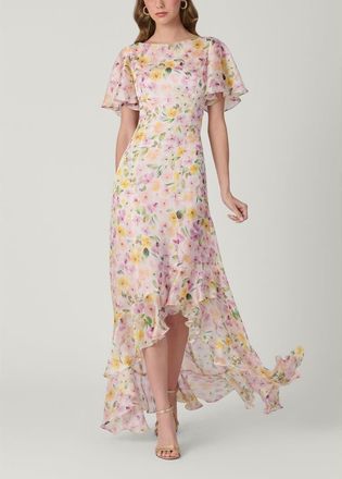 Shoshanna Midnight Chauncey Volta Floral Chiffon Dress in Ivory Multi at Nordstrom, Size 6