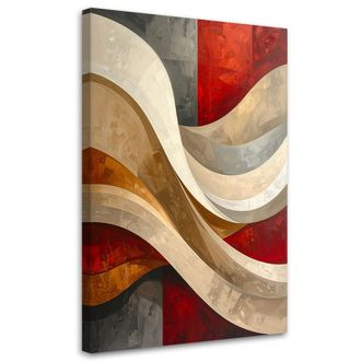 Feeby Cuadro En Lienzo, Abstracci&oacute;n L&iacute;neas Texturas Beige Rojo, 80x120