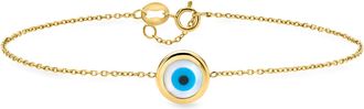 RS Pure by Ross-Simons Italian Mother-Of-Pearl Evil Eye Bracelet With Blue and Black Resin in 14kt Yellow Gold