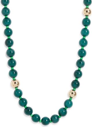 Nordstrom Round Beaded Necklace in Green Multi- Gold at Nordstrom